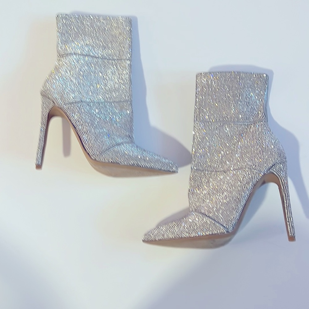 New Years Eve Diamond stiletto boots! Real leather, brand new 4.5” heel.